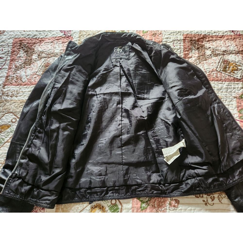 Zara Trf Women's Leather studded motorcycle jacket Black Full-Zip Size S - Picture 6 of 11